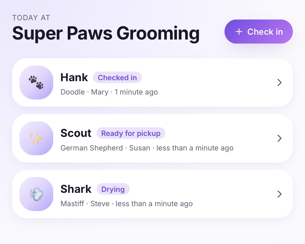 Check in a pup